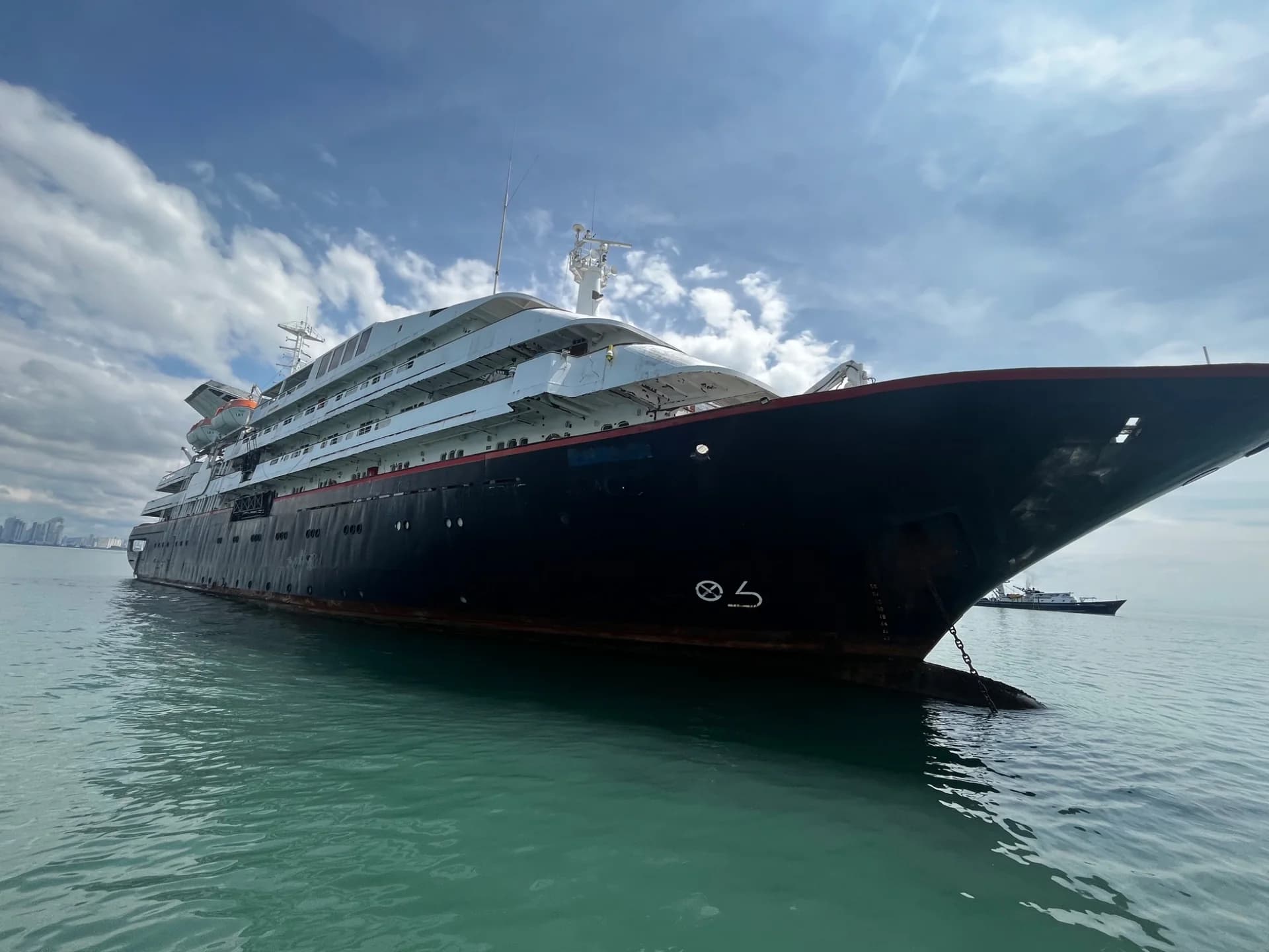 Passenger vessel undergoing technical recovery assessment in Panama